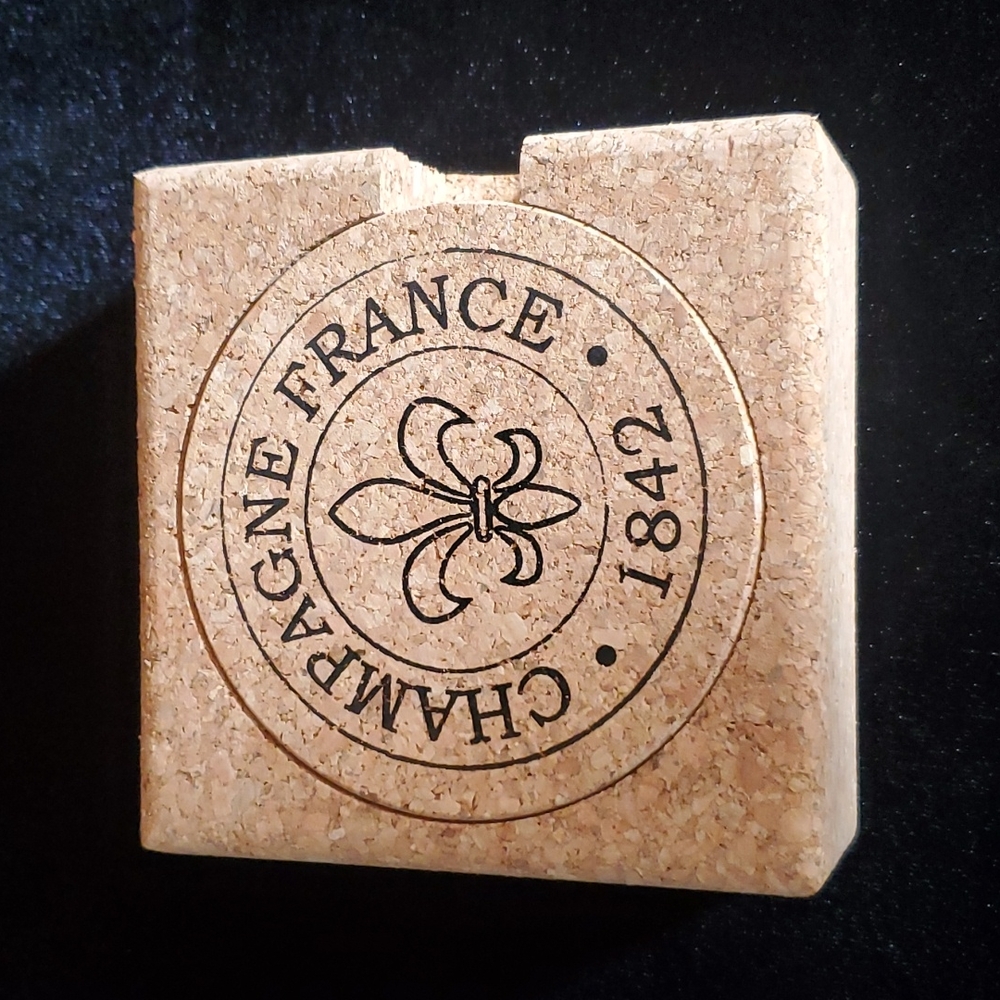 "Champagne 1842" Set of 6 Coasters, Cork. Portugal.